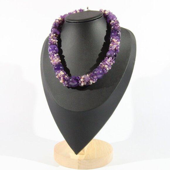 Jewelry - Sterling Silver .925 Amethyst and Pearl Stone Necklace